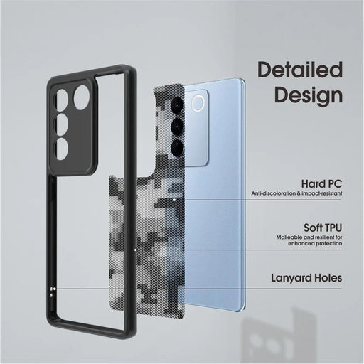 IBMRS For vivo S16 / S16 Pro / V27 5G / V27 Pro 5G Phone Case TPU+PC Hybrid Non-Slip Cover - Grid Camouflage - 2