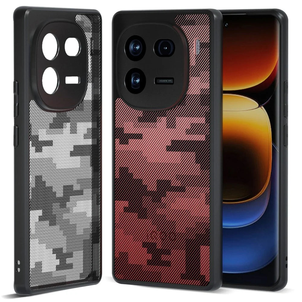 IBMRS For vivo iQOO 12 Pro 5G Case Airbag Protection Precise Lens Cutout Back Shell - Grid Camouflage - 1
