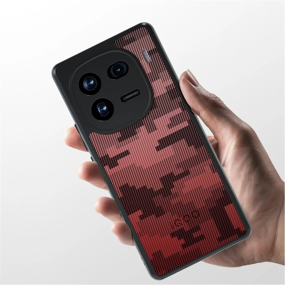 IBMRS For vivo iQOO 12 Pro 5G Case Airbag Protection Precise Lens Cutout Back Shell - Grid Camouflage - 6