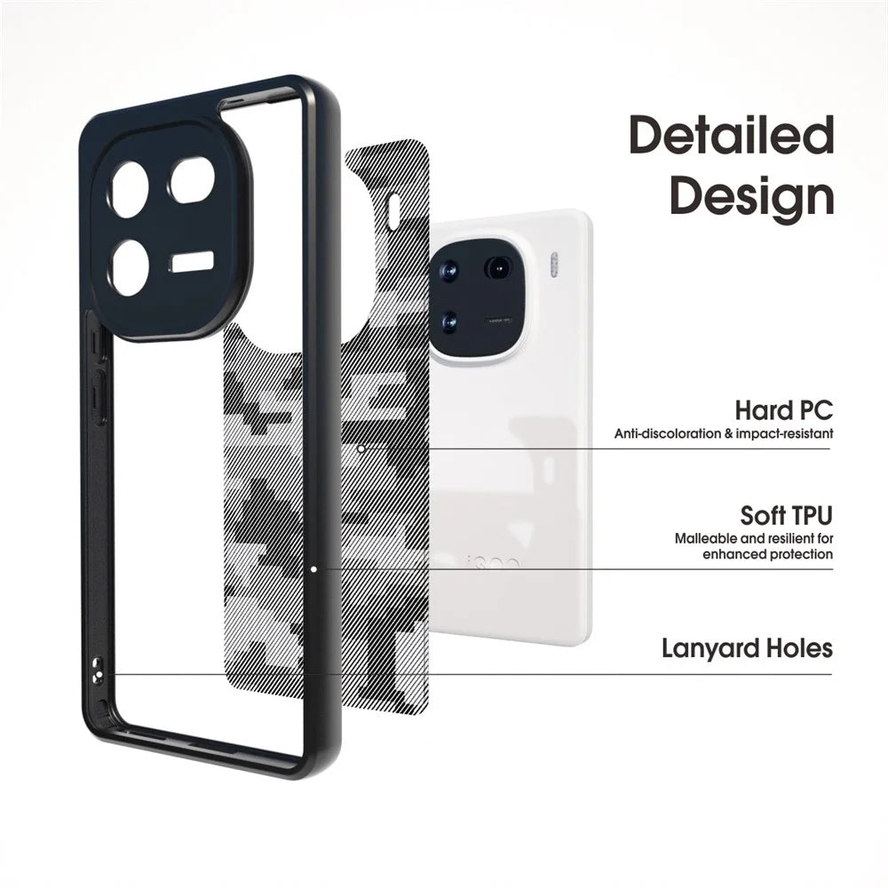 IBMRS For vivo iQOO 12 5G Cell Phone Cases TPU+PC Scratch-proof Shell - Grid Camouflage - 2