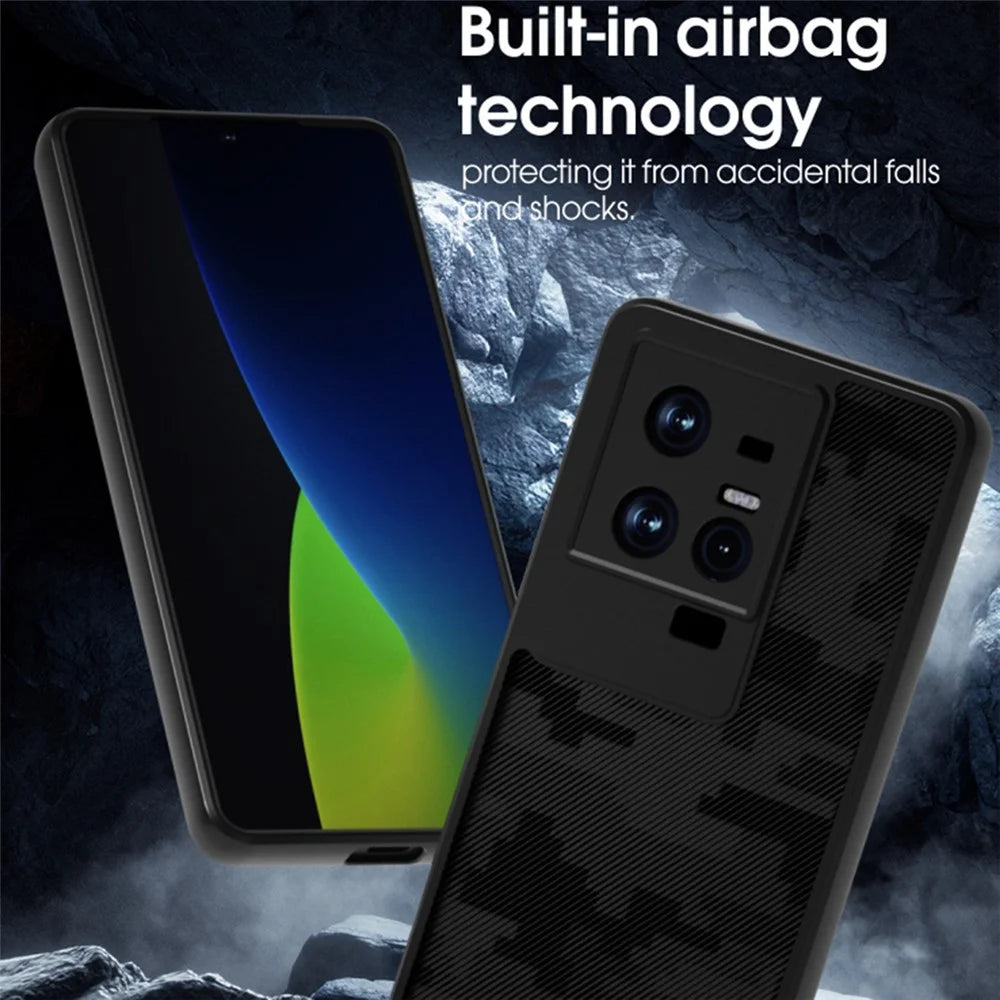 IBMRS For vivo iQOO 11 5G / 11S 5G Case Scratch Resistant Airbag Technology Phone Cover - Grid Camouflage - 5
