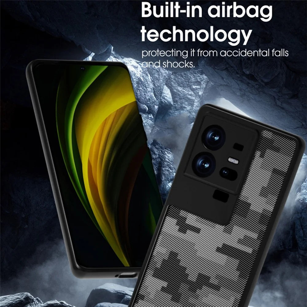 IBMRS For vivo iQOO 11 Pro 5G Case Impact Protection TPU+PC Phone Cover - Grid Camouflage - 5
