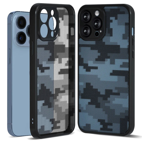 IBMRS For iPhone 12 Pro Phone Case TPU+PC Back Shockproof Cover - Grid Camouflage - 1
