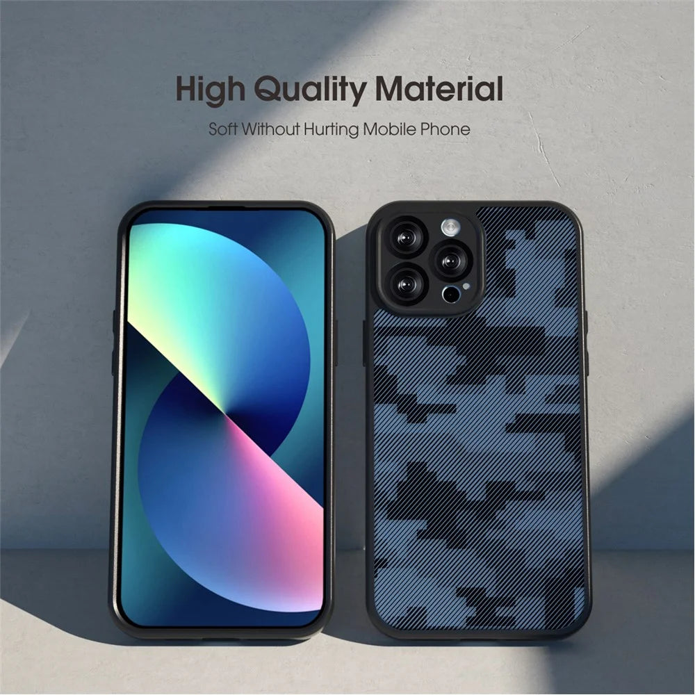 IBMRS For iPhone 12 Pro Phone Case TPU+PC Back Shockproof Cover - Grid Camouflage - 5