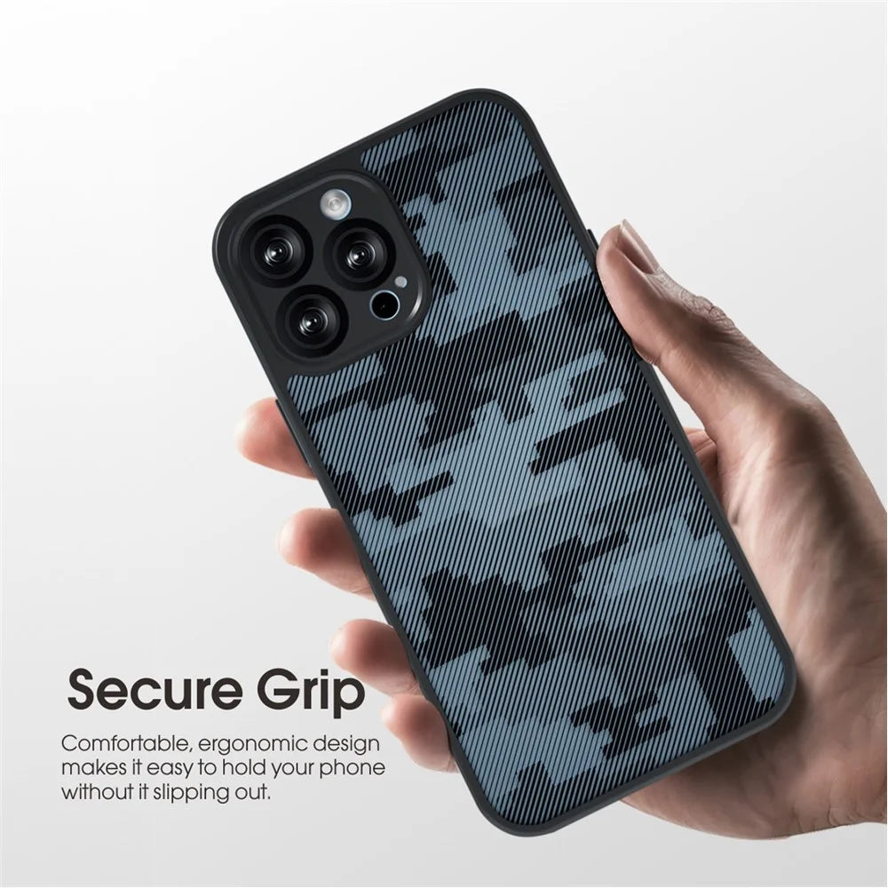 IBMRS For iPhone 12 Pro Phone Case TPU+PC Back Shockproof Cover - Grid Camouflage - 6