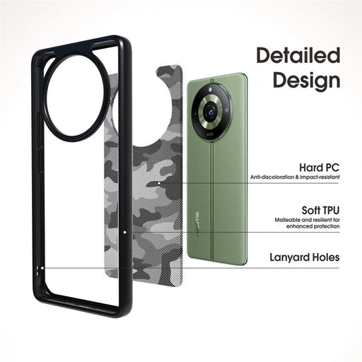 IBMRS For Realme 11 Pro 5G / 11 Pro+ 5G Phone Cover Hard PC Soft TPU Big Rear Lens Hole Case - Artistic Camouflage - 2