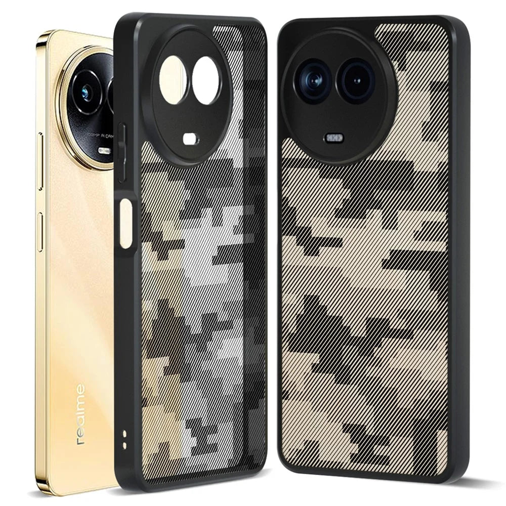 IBMRS For Realme 11 5G (Global) / 11x 5G Case PC+TPU Lens Protection Back Cover - Grid Camouflage - 1