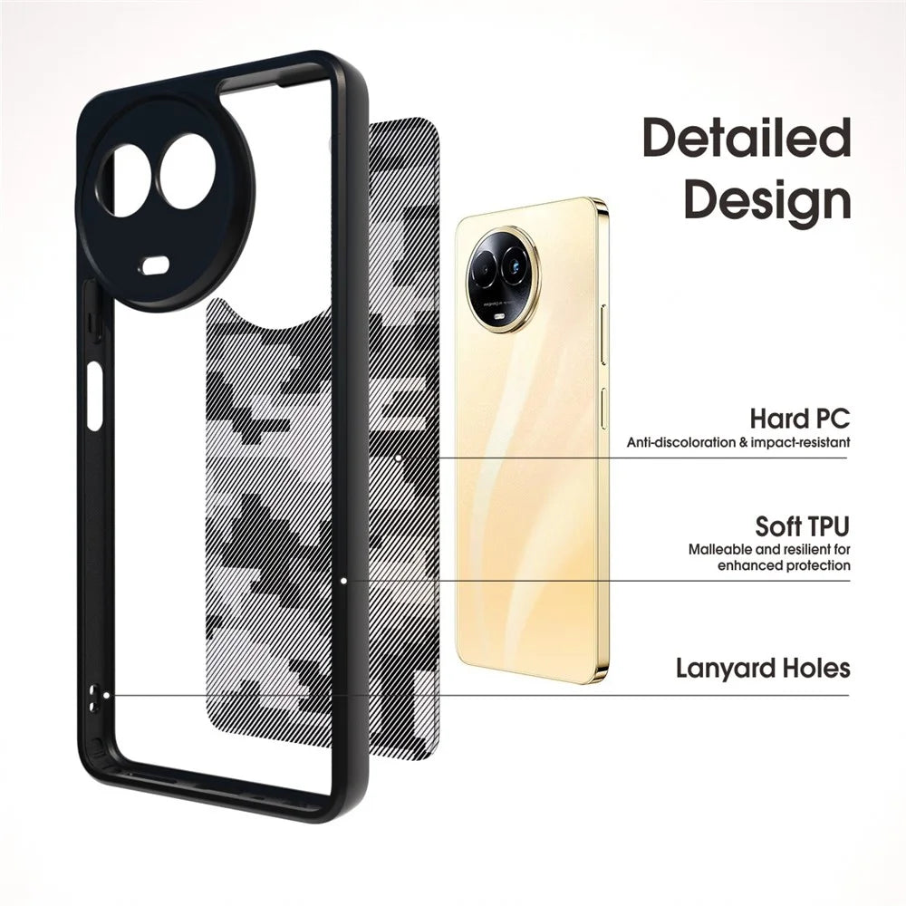 IBMRS For Realme 11 5G (Global) / 11x 5G Case PC+TPU Lens Protection Back Cover - Grid Camouflage - 2