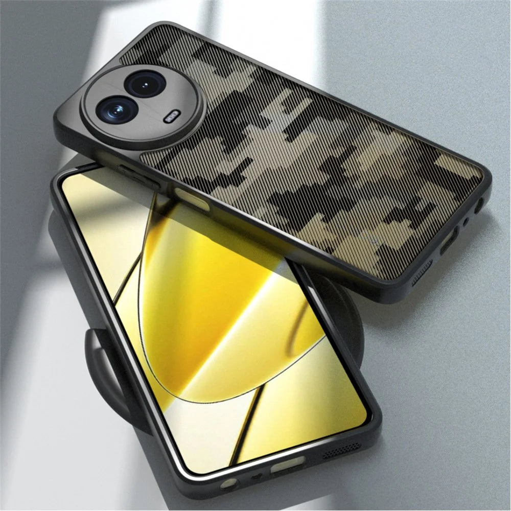 IBMRS For Realme 11 5G (Global) / 11x 5G Case PC+TPU Lens Protection Back Cover - Grid Camouflage - 5