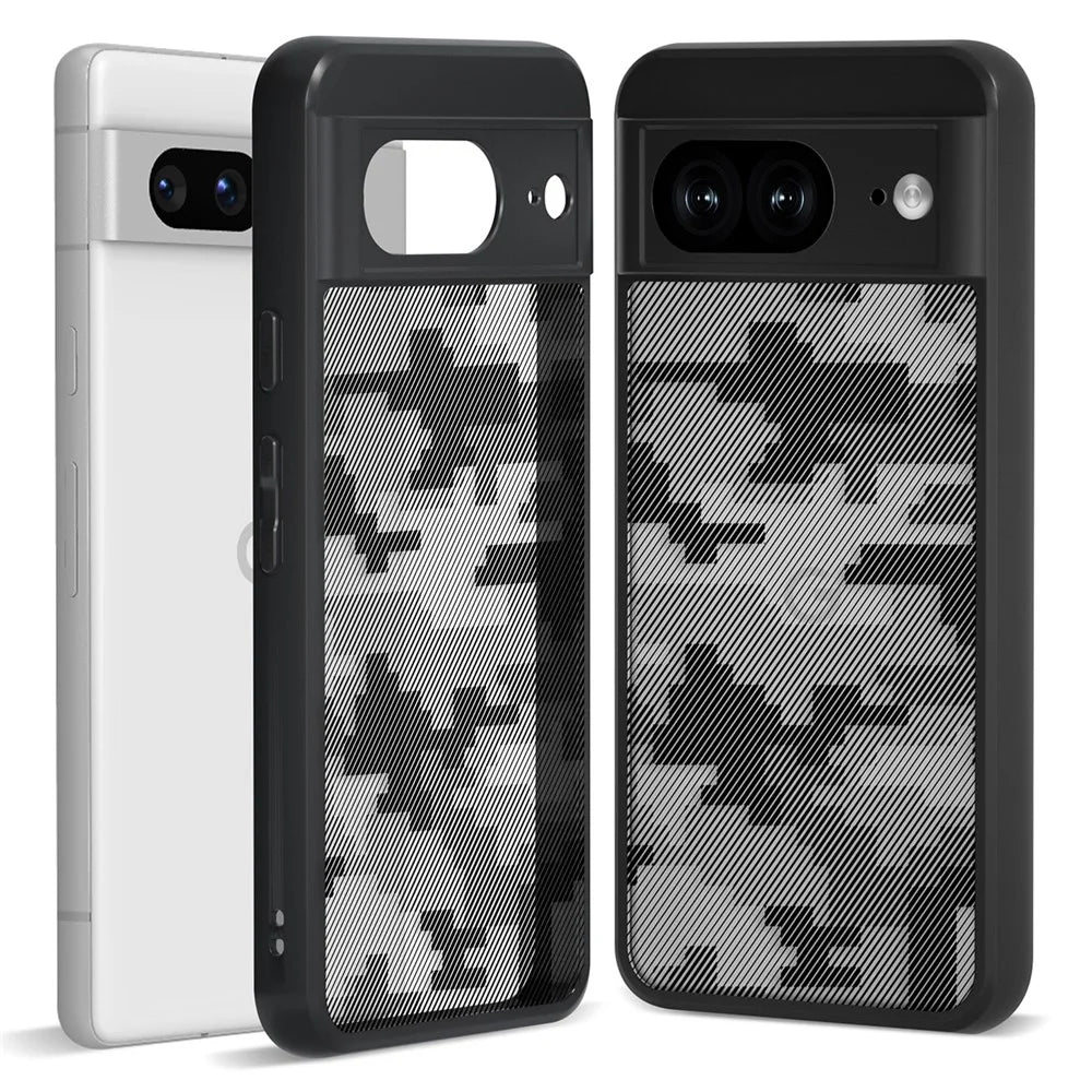 IBMRS For Google Pixel 8a Cell Phone Cover Case Shockproof TPU+PC Phone Shell - Grid Camouflage - 1