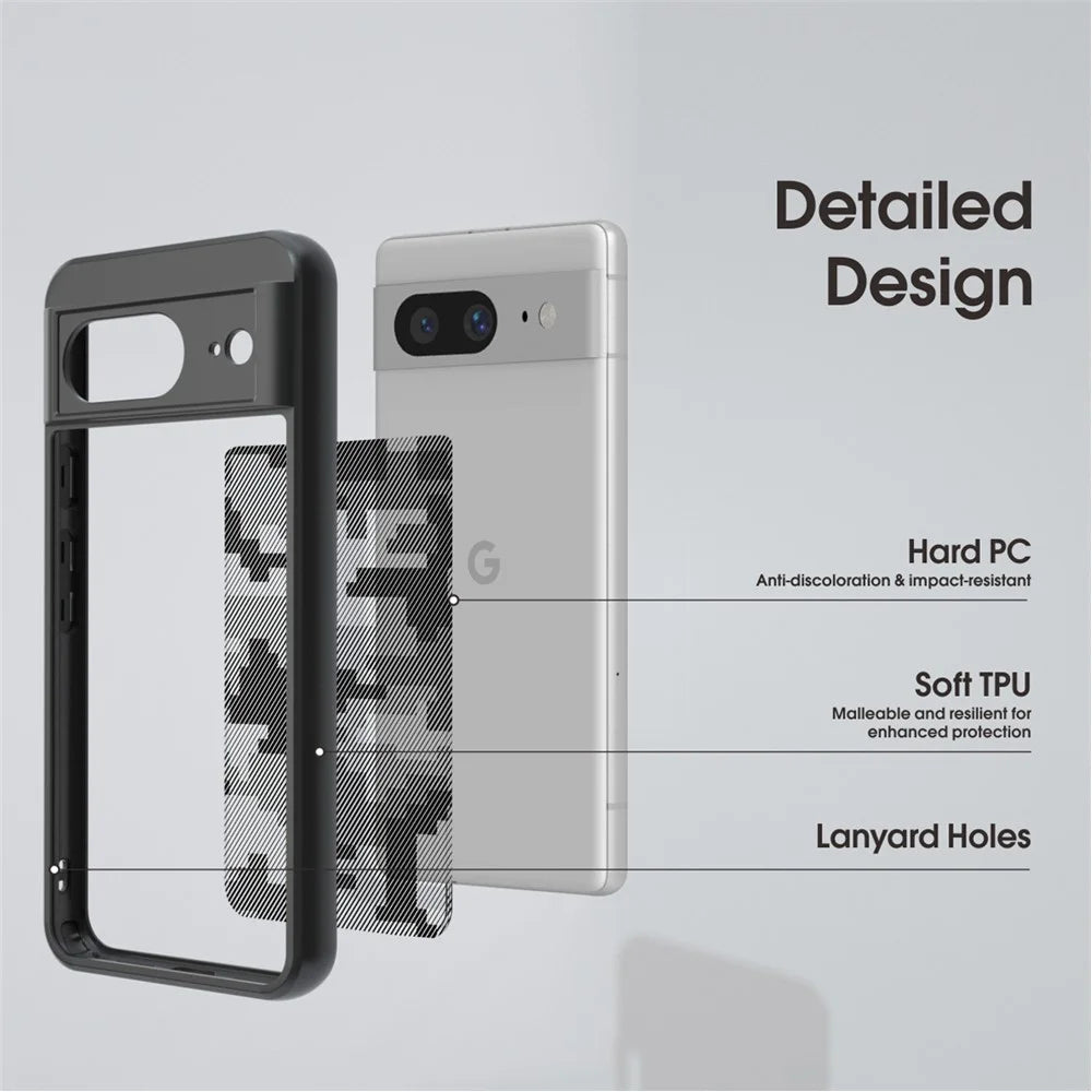 IBMRS For Google Pixel 8a Cell Phone Cover Case Shockproof TPU+PC Phone Shell - Grid Camouflage - 2