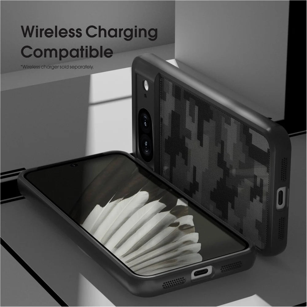 IBMRS For Google Pixel 8a Cell Phone Cover Case Shockproof TPU+PC Phone Shell - Grid Camouflage - 5