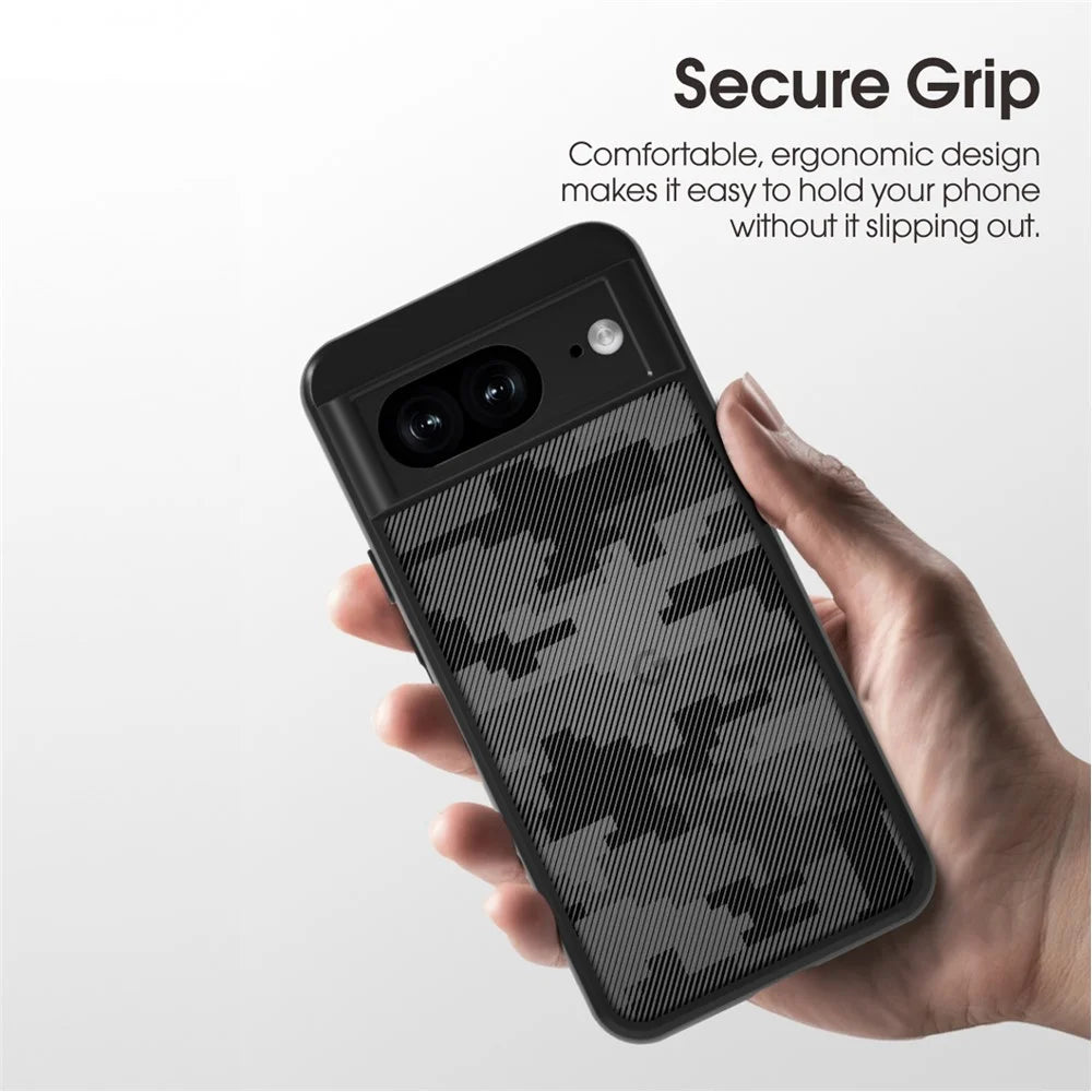 IBMRS For Google Pixel 8a Cell Phone Cover Case Shockproof TPU+PC Phone Shell - Grid Camouflage - 6