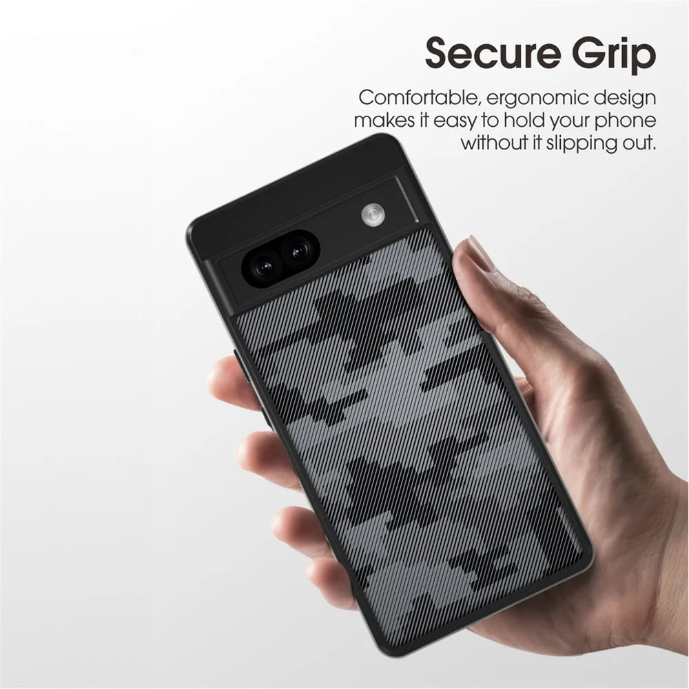 IBMRS Smartphone Cover for Google Pixel 7a Shockproof TPU+PC Phone Shell Case - Grid Camouflage - 6