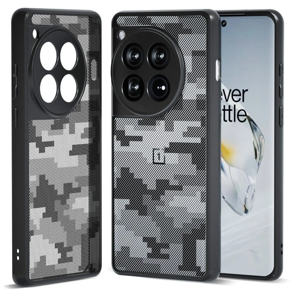 IBMRS Phone Cover for OnePlus 12 5G Cases Shockproof TPU+PC Phone Shell - Grid Camouflage - 1