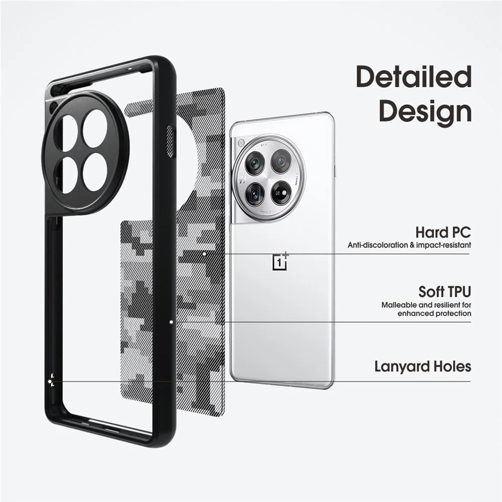 IBMRS Phone Cover for OnePlus 12 5G Cases Shockproof TPU+PC Phone Shell - Grid Camouflage - 2