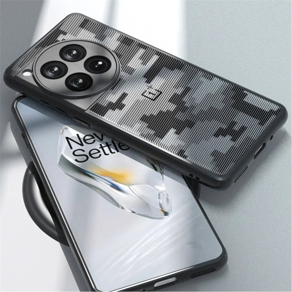 IBMRS Phone Cover for OnePlus 12 5G Cases Shockproof TPU+PC Phone Shell - Grid Camouflage - 5