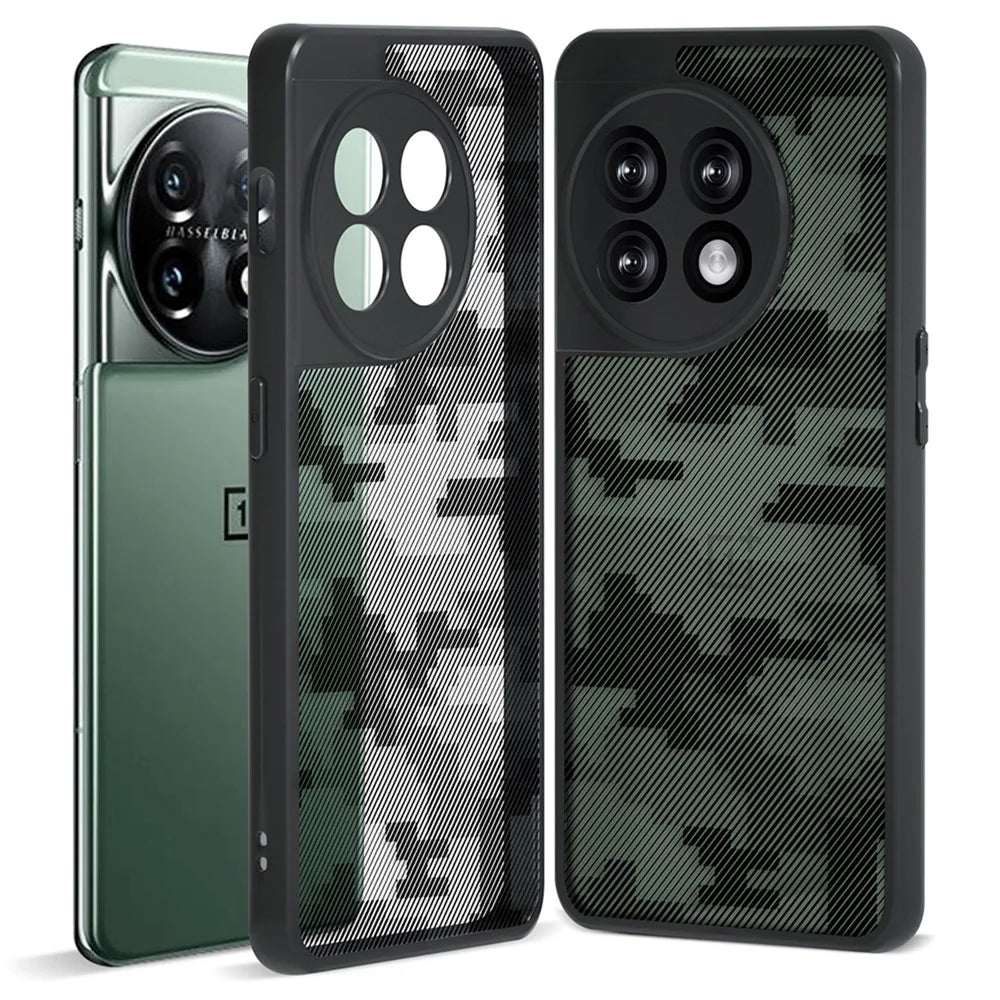 IBMRS Slim-Fit Case for OnePlus 11 5G Precise Cutout TPU+PC Phone Cover - Grid Camouflage - 1