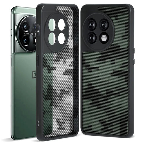 IBMRS Slim-Fit Case for OnePlus 11 5G Precise Cutout TPU+PC Phone Cover - Grid Camouflage - 1