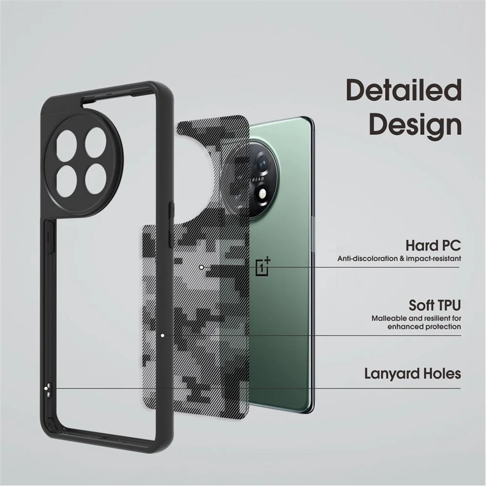 IBMRS Slim-Fit Case for OnePlus 11 5G Precise Cutout TPU+PC Phone Cover - Grid Camouflage - 2