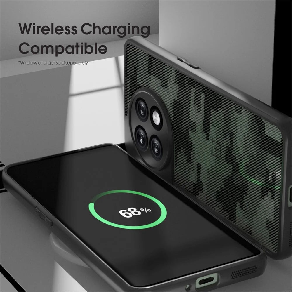 IBMRS Slim-Fit Case for OnePlus 11 5G Precise Cutout TPU+PC Phone Cover - Grid Camouflage - 5