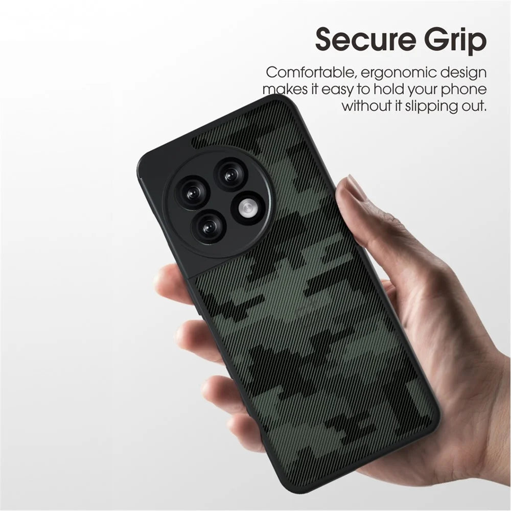 IBMRS Slim-Fit Case for OnePlus 11 5G Precise Cutout TPU+PC Phone Cover - Grid Camouflage - 6