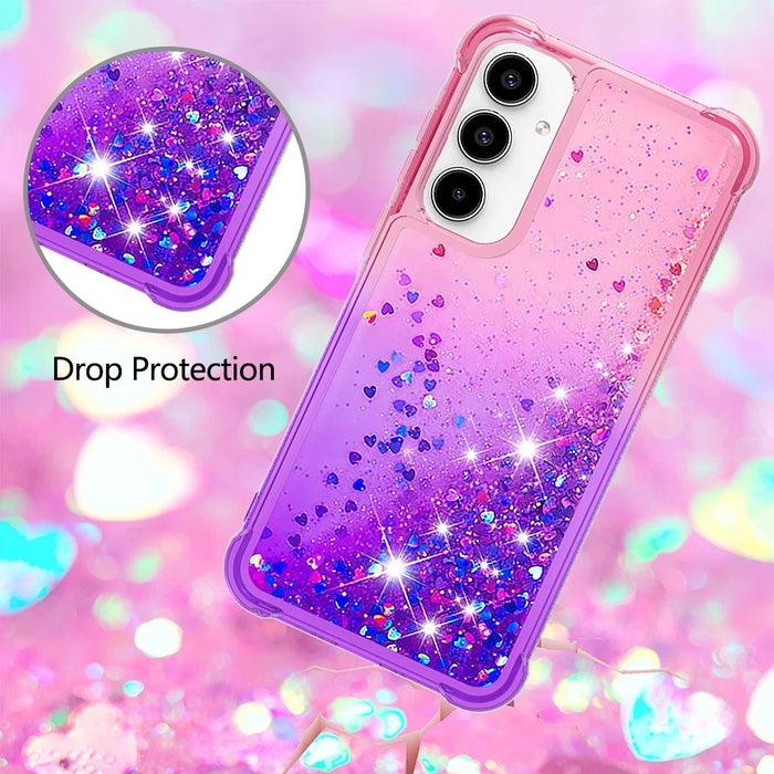 For Samsung Galaxy A35 5G TPU Case Gradient Quicksand Phone Back Cover - Pink+Purple - 5