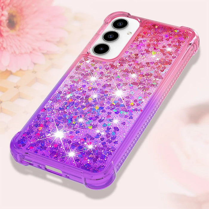 For Samsung Galaxy A35 5G TPU Case Gradient Quicksand Phone Back Cover - Pink+Purple - 6