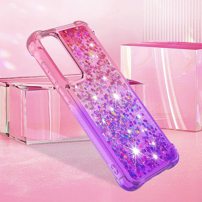 For Samsung Galaxy A35 5G TPU Case Gradient Quicksand Phone Back Cover - Pink+Purple - 7