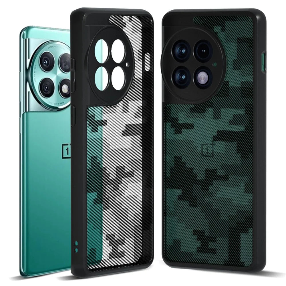IBMRS Cell Phone Cases for OnePlus Ace 2 Pro 5G Anti-Scratch TPU+PC Mobile Phone Cover - Grid Camouflage - 1