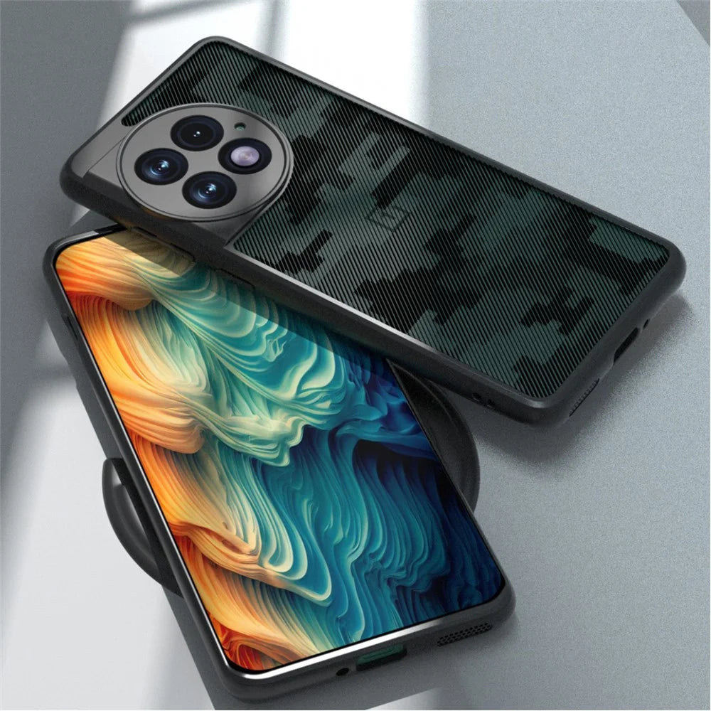 IBMRS Cell Phone Cases for OnePlus Ace 2 Pro 5G Anti-Scratch TPU+PC Mobile Phone Cover - Grid Camouflage - 5