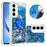 For Samsung Galaxy A55 5G TPU Case with Kickstand Quicksand Shockproof Cover - Blue / Hearts - 1