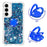 For Samsung Galaxy A55 5G TPU Case with Kickstand Quicksand Shockproof Cover - Blue / Hearts - 2