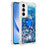 For Samsung Galaxy A55 5G TPU Case with Kickstand Quicksand Shockproof Cover - Blue / Hearts - 3