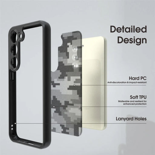 IBMRS For Samsung Galaxy S23 Case Hybrid PC+TPU Phone Cover Precise Camera Cutouts - Grid Camouflage - 2