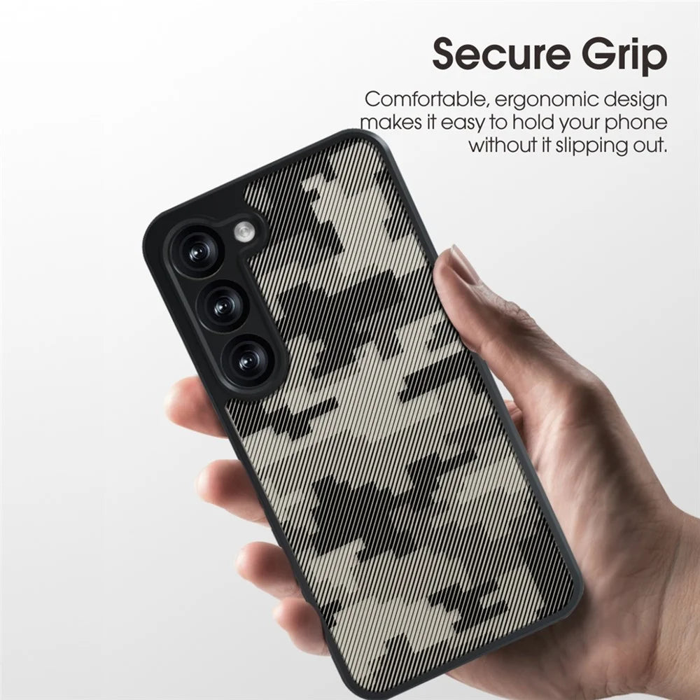 IBMRS For Samsung Galaxy S23 Case Hybrid PC+TPU Phone Cover Precise Camera Cutouts - Grid Camouflage - 5