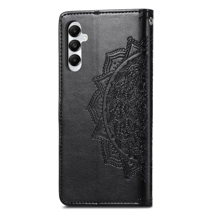 For Samsung Galaxy A05s 4G Magnetic Phone Case Embossed Mandala Pattern Cover - Black - 6