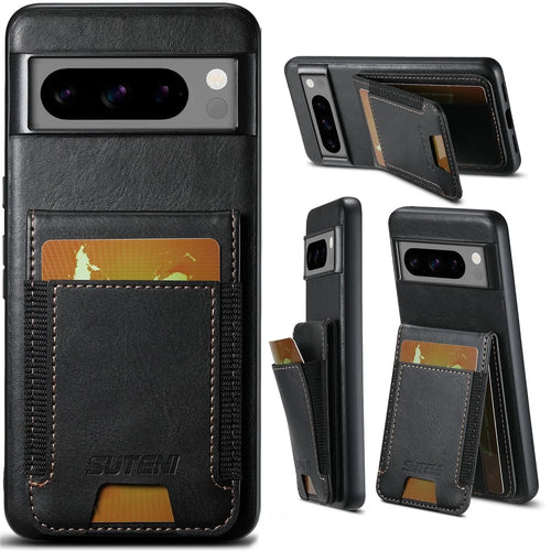 SUTENI H03 For Google Pixel 8a Case Anti-Scratch Card Slots Phone Cover - Black - 1