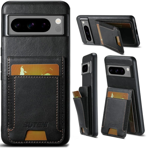 SUTENI H03 For Google Pixel 8a Case Anti-Scratch Card Slots Phone Cover - Black - 1