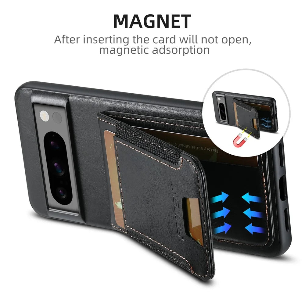 SUTENI H03 For Google Pixel 8a Case Anti-Scratch Card Slots Phone Cover - Black - 3
