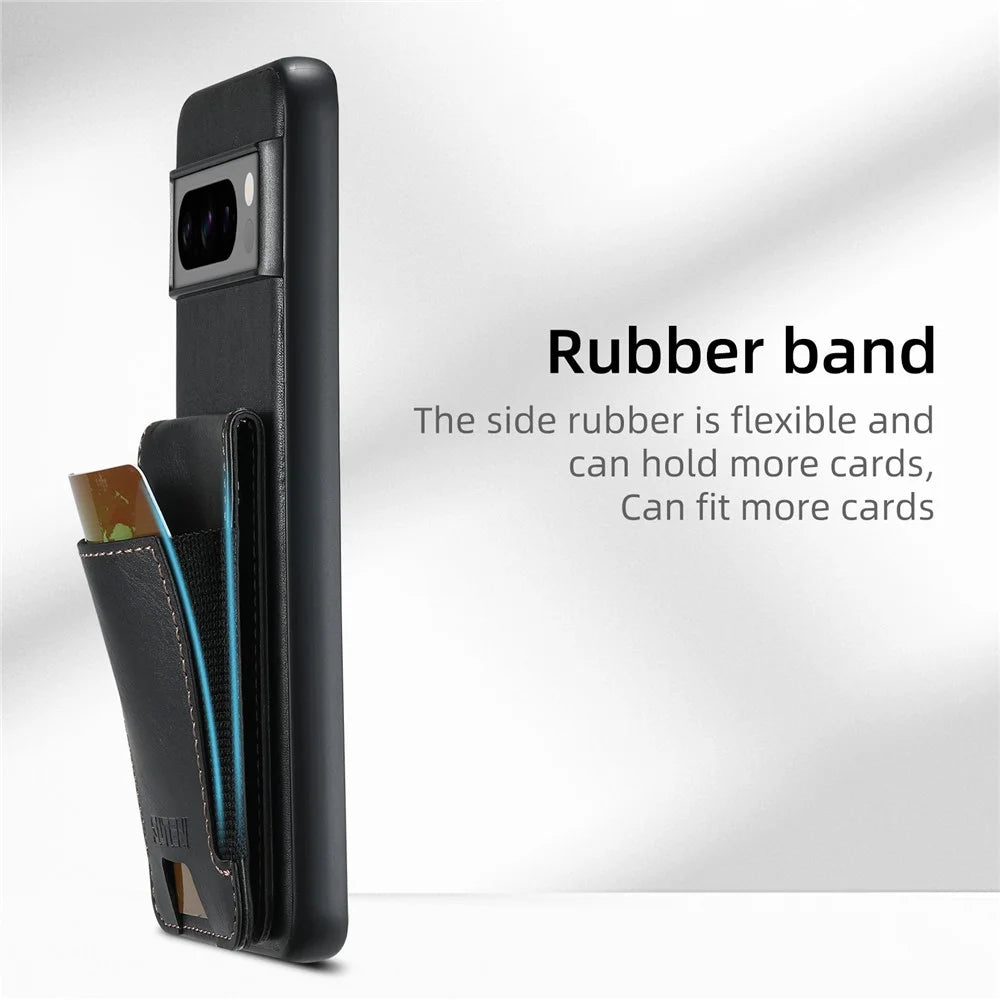 SUTENI H03 For Google Pixel 8a Case Anti-Scratch Card Slots Phone Cover - Black - 4