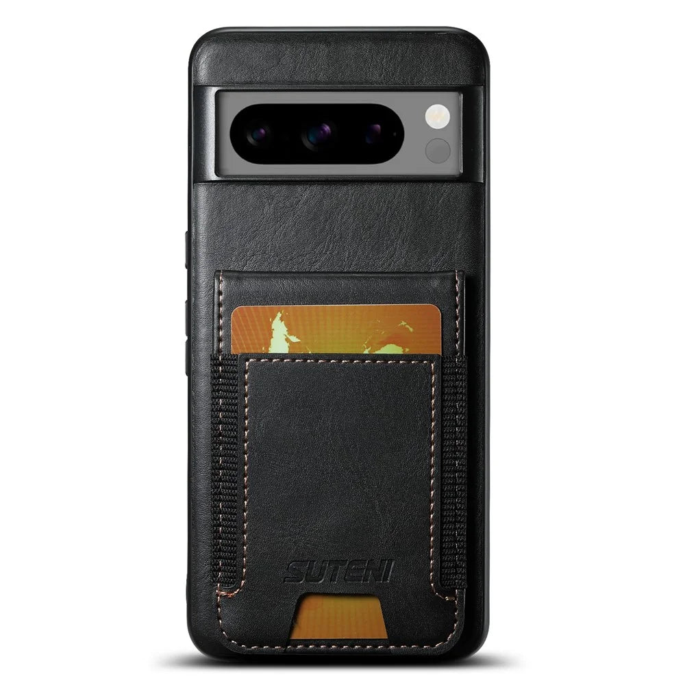 SUTENI H03 For Google Pixel 8a Case Anti-Scratch Card Slots Phone Cover - Black - 7