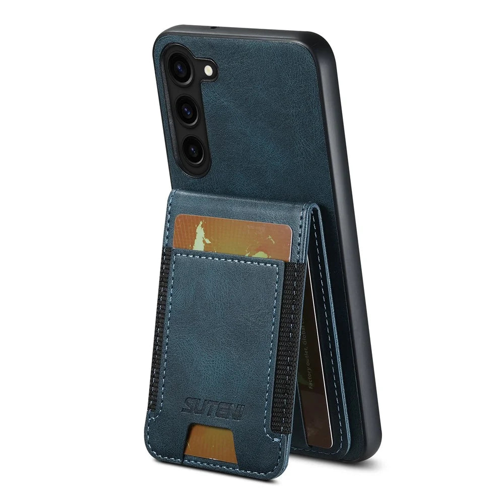 SUTENI H03 For Samsung Galaxy S23+ Phone Case Drop Protection Cover with Card Holder - Blue - 2