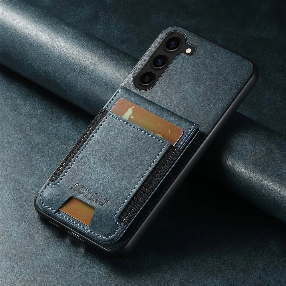 SUTENI H03 For Samsung Galaxy S23+ Phone Case Drop Protection Cover with Card Holder - Blue - 7