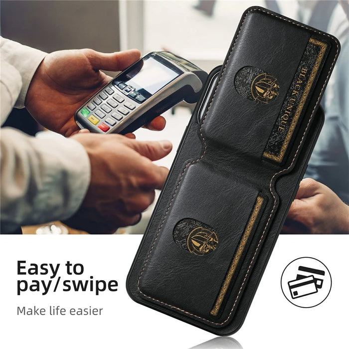 SUTENI H03 For iPhone 12 Pro Max Case Waxy Texture Card Holder Phone Cover - Black - 6