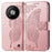 For ZTE Blade A73 5G Case Butterfly Pattern Phone Wallet Cover with Wrist Strap - Rose Gold - 1
