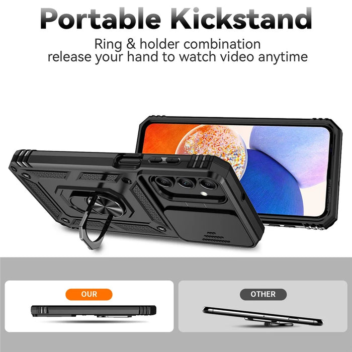 For Samsung Galaxy A55 5G Case Combo PC+TPU Kickstand Anti-Drop Phone Cover - Black - 2
