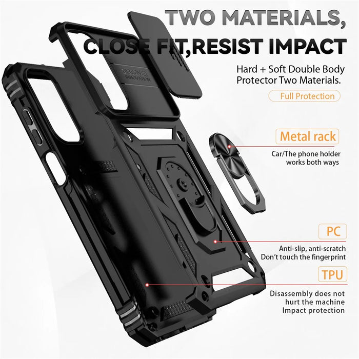 For Samsung Galaxy A55 5G Case Combo PC+TPU Kickstand Anti-Drop Phone Cover - Black - 4
