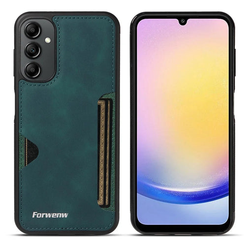 FORWENW F5 Series For Samsung Galaxy A25 5G (Global) (161.0 x 76.5 x 8.3mm) Case Anti-drop Card Holder Phone Cover - Green - 1