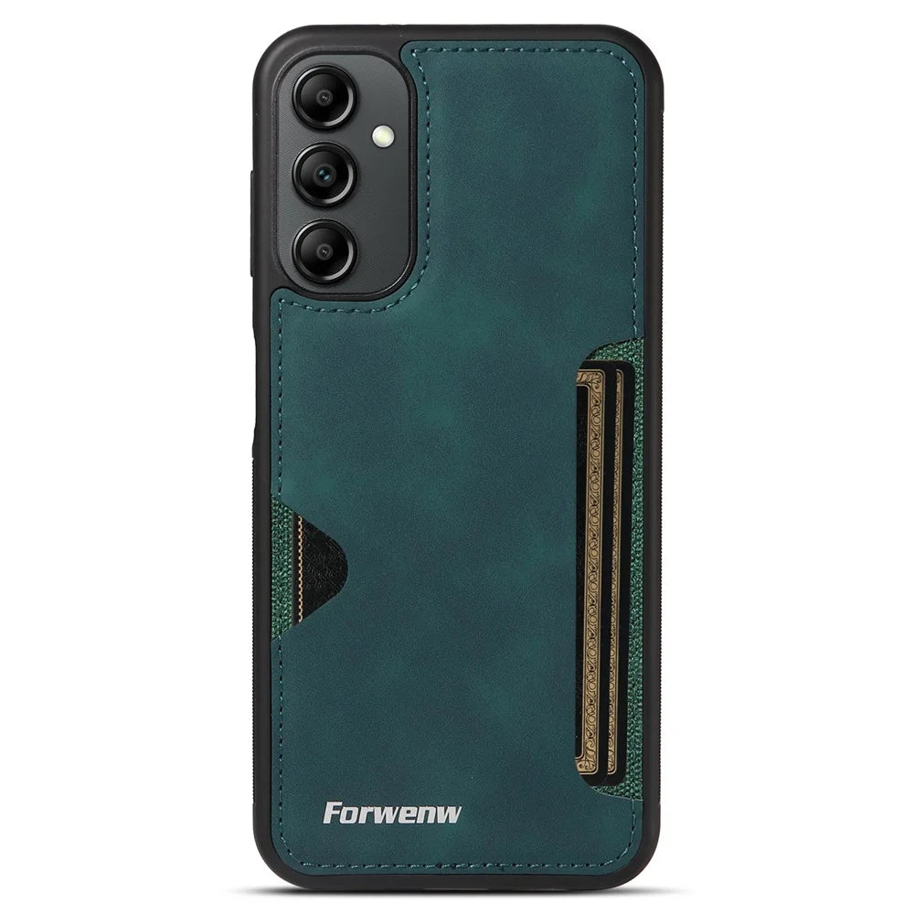 FORWENW F5 Series For Samsung Galaxy A25 5G (Global) (161.0 x 76.5 x 8.3mm) Case Anti-drop Card Holder Phone Cover - Green - 5